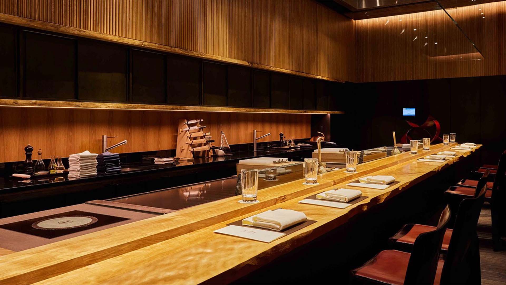 Chef's table at Waku Ghin for an omakase experience on New Year's Eve in Singapore