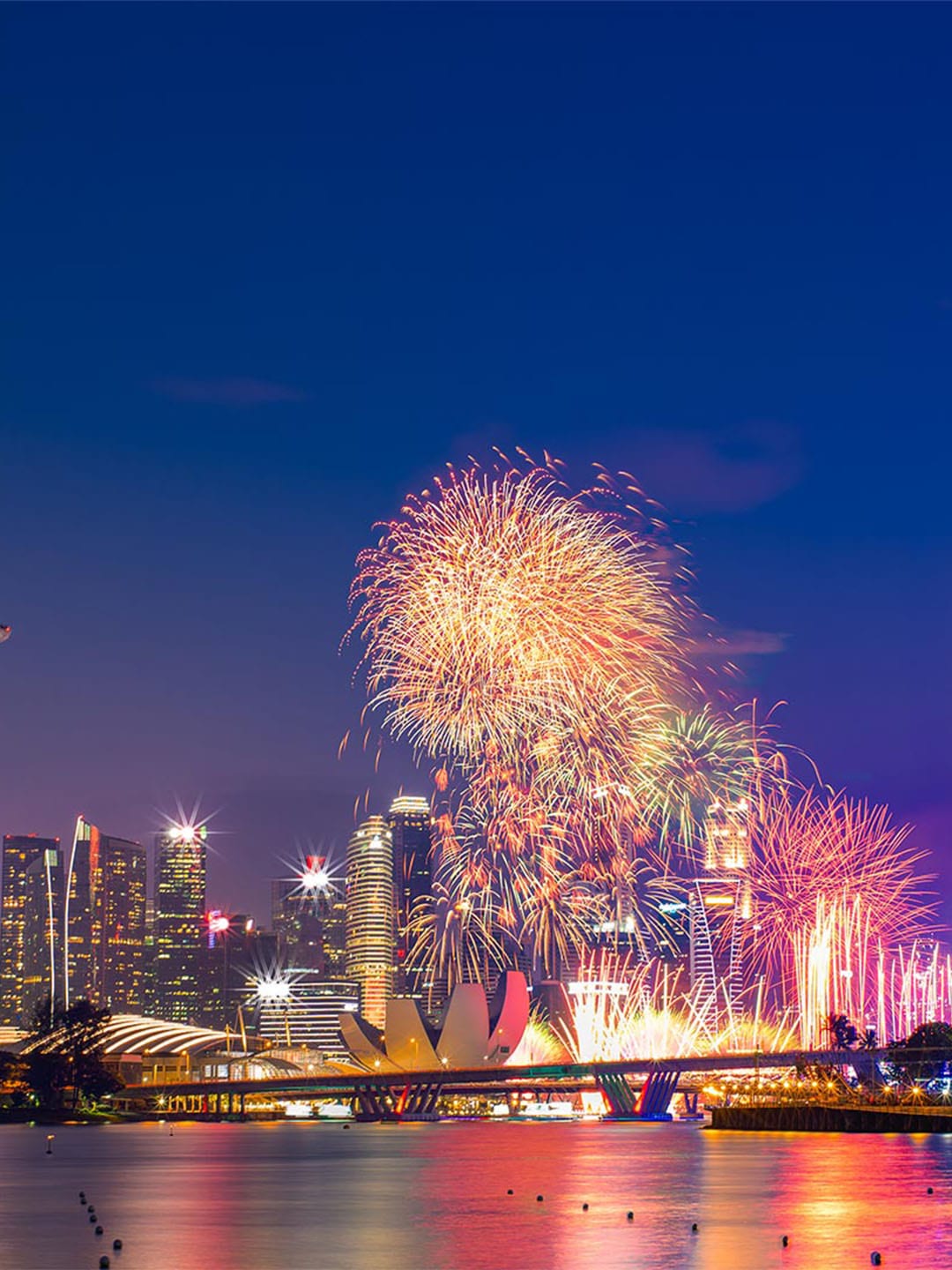 Fireworks at Marina Bay, for New Year's Eve countdown in Singapore