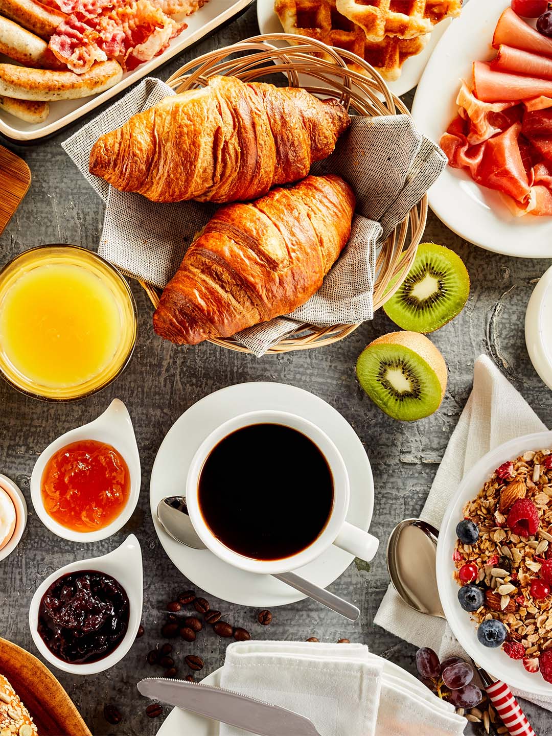 Bread, fruits, eggs and coffee served at the some of the best breakfast restaurants in Singapore