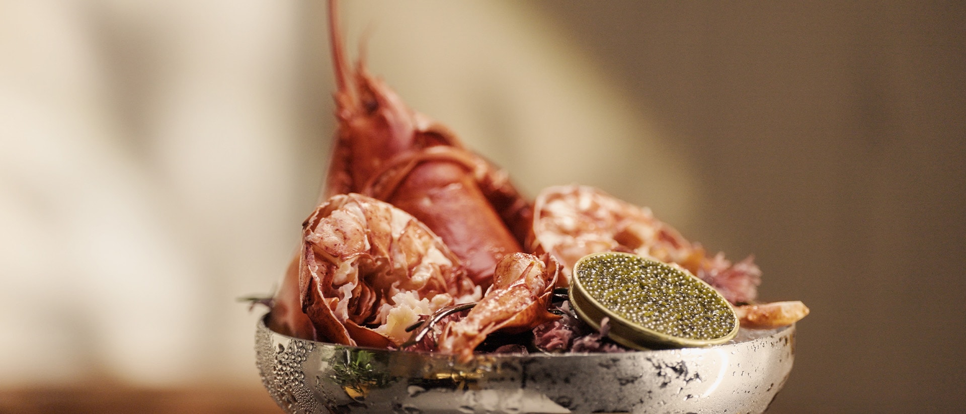 Fresh lobster served on a seafood platter at a seafood restaurant in Singapore