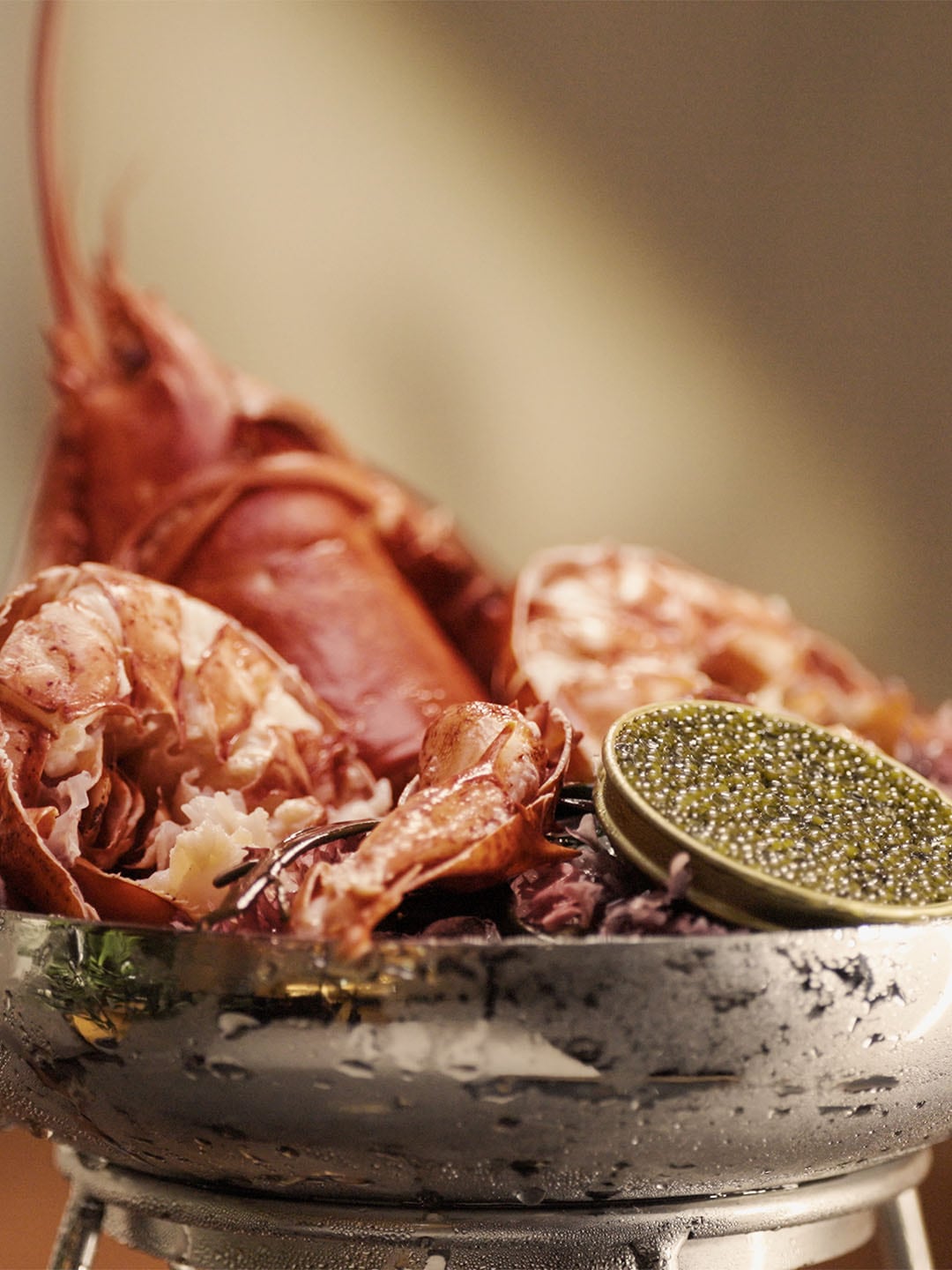 Fresh lobster served on a seafood platter at a seafood restaurant in Singapore