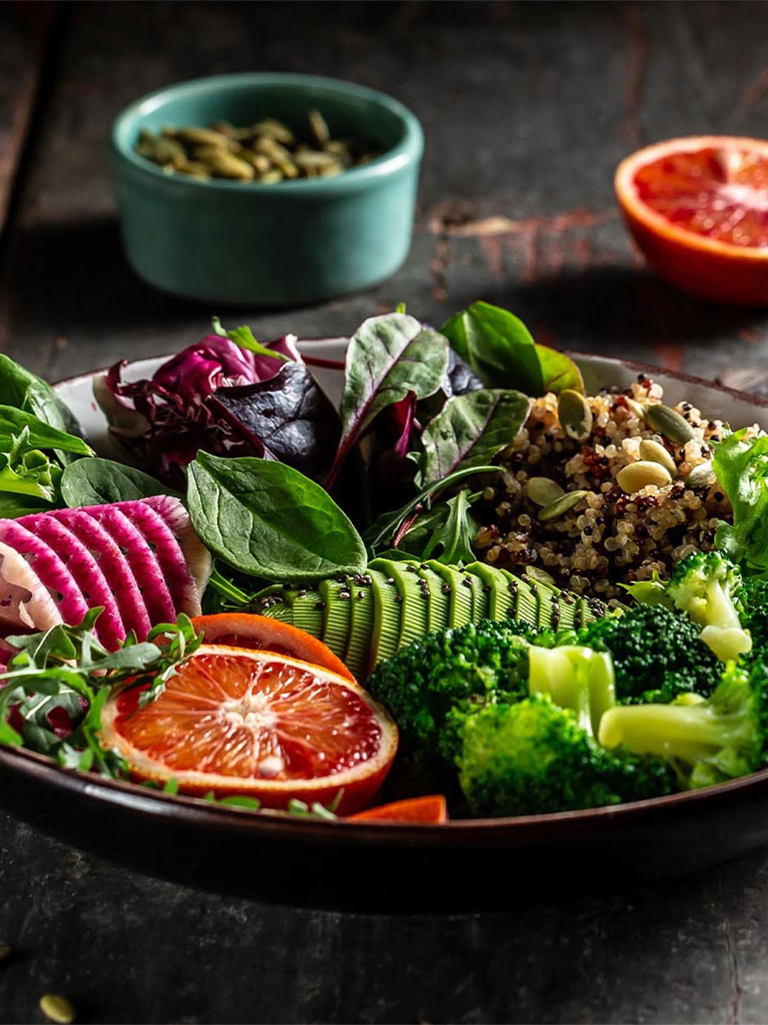 Vegetarian friendly food with avocado and nuts served at the best vegetarian-friendly restaurants in Singapore