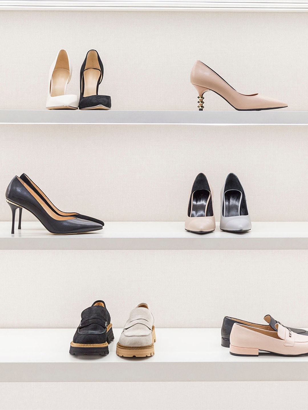 A display of the latest women's footwear from one of the best shoe brands