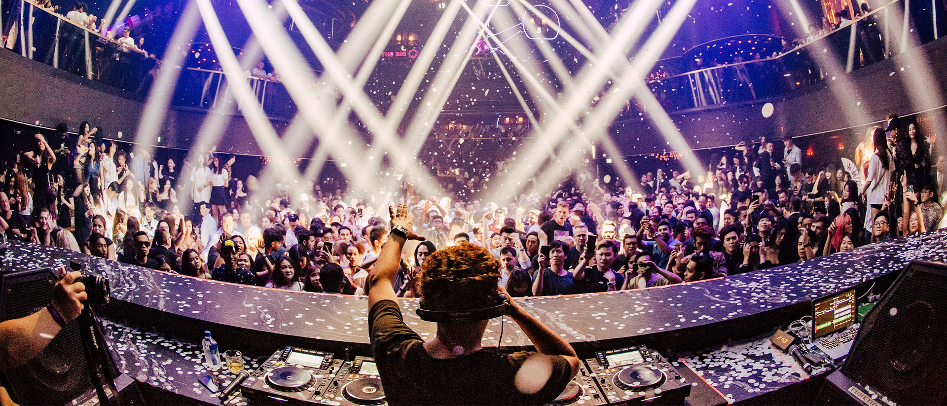 View of MARQUEE, the best nightclub in Singapore, from the DJs deck