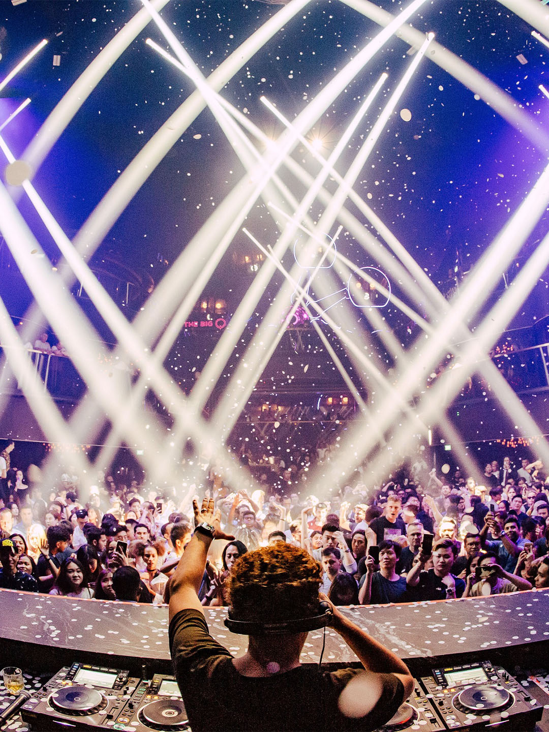 View of MARQUEE, the best nightclub in Singapore, from the DJs deck