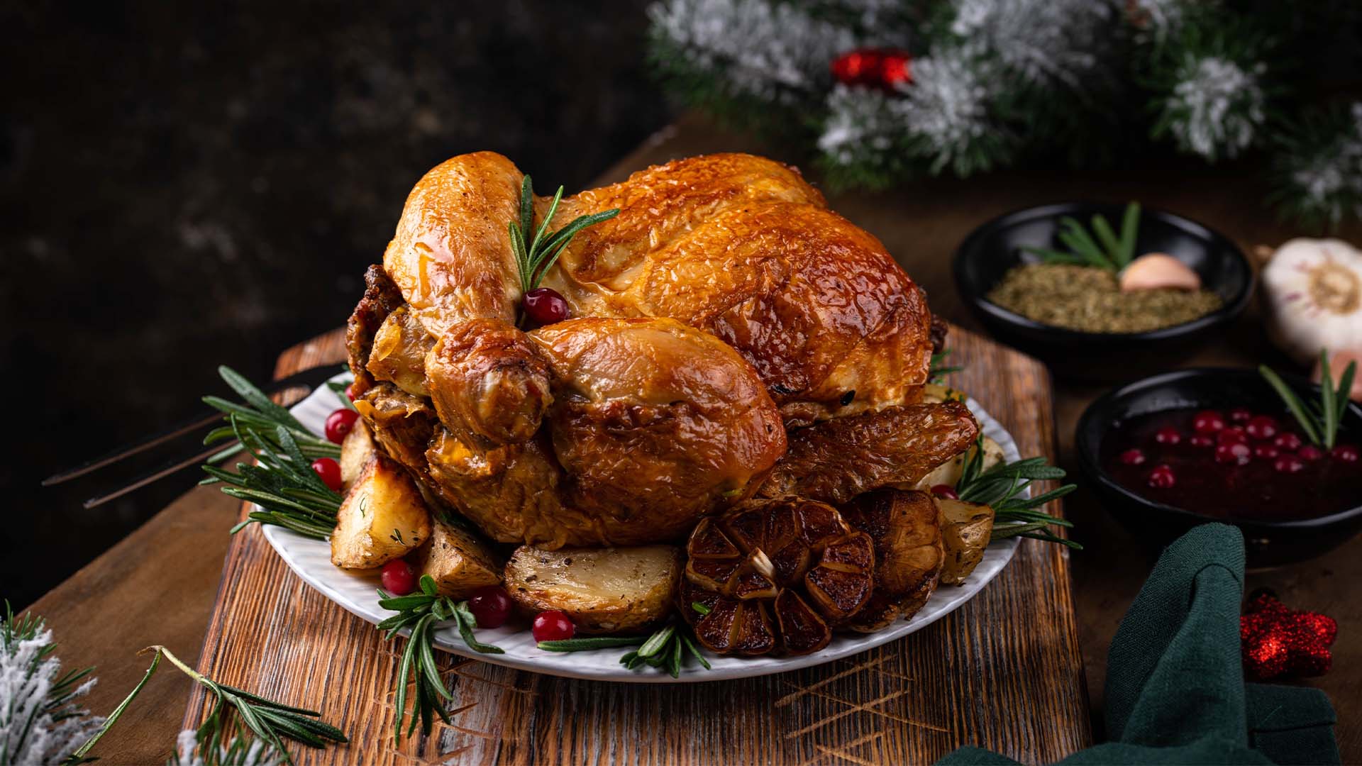 Roasted turkey for Thanksgiving dinner in Singapore