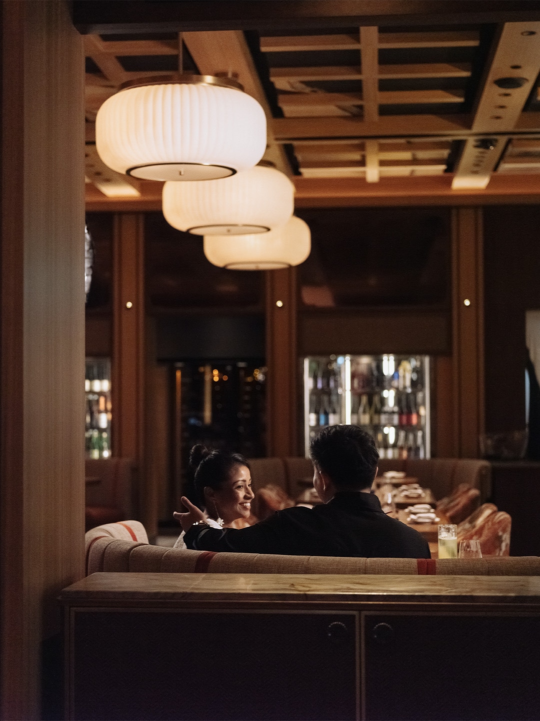 Couple celebrating 2024 Valentine's Day at a restaurant