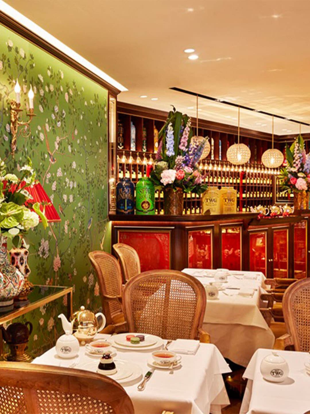 Interior of TWG Tea, a high tea restaurant for a romantic lunch date in Singapore