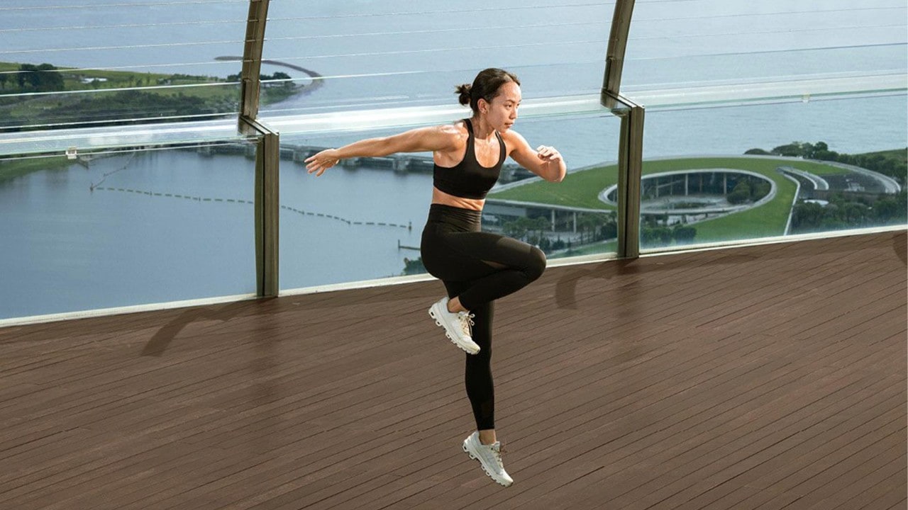 Female instructor doing a HIIT session on 2024 Father's Day in Singapore