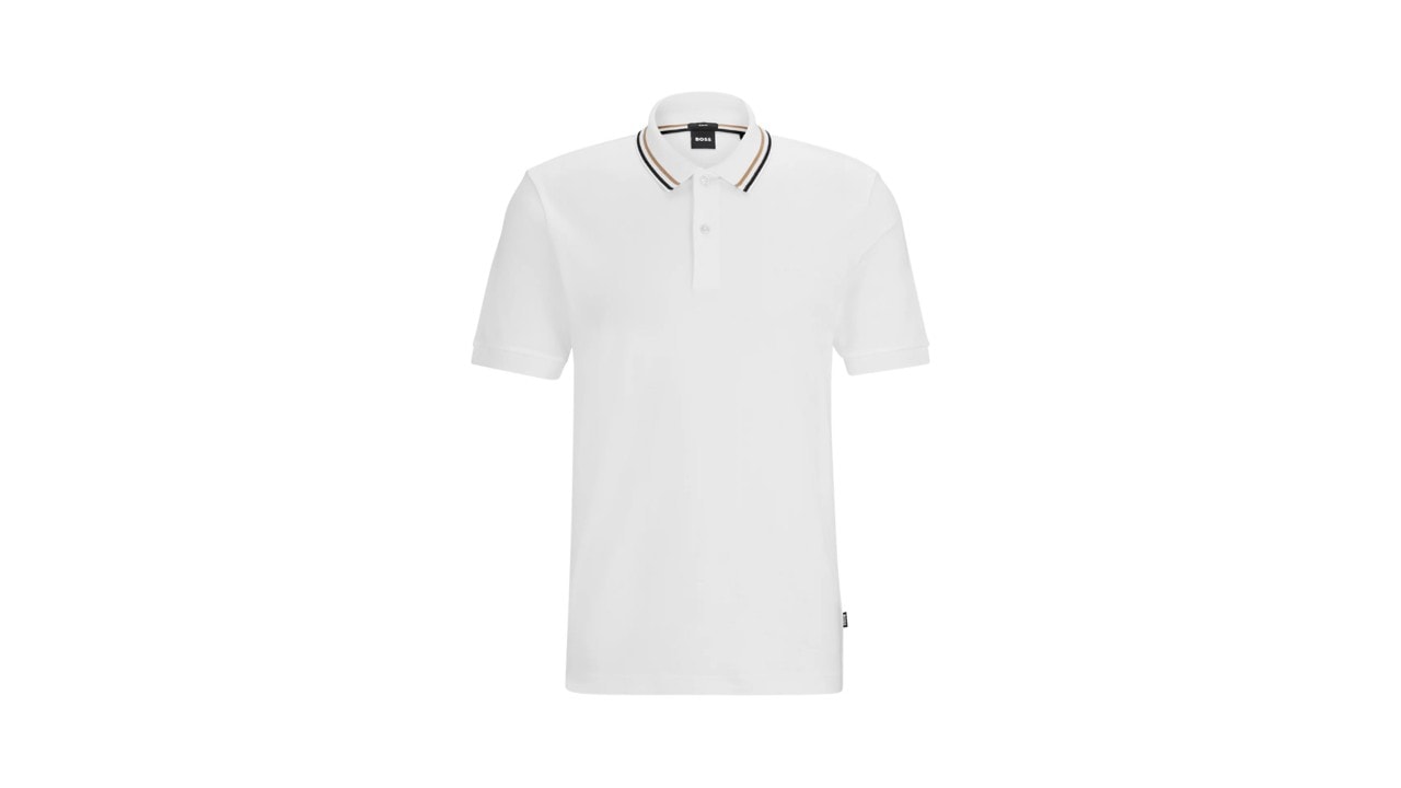 Slim-fit Polo Shirt in Cotton with Striped Collar from BOSS